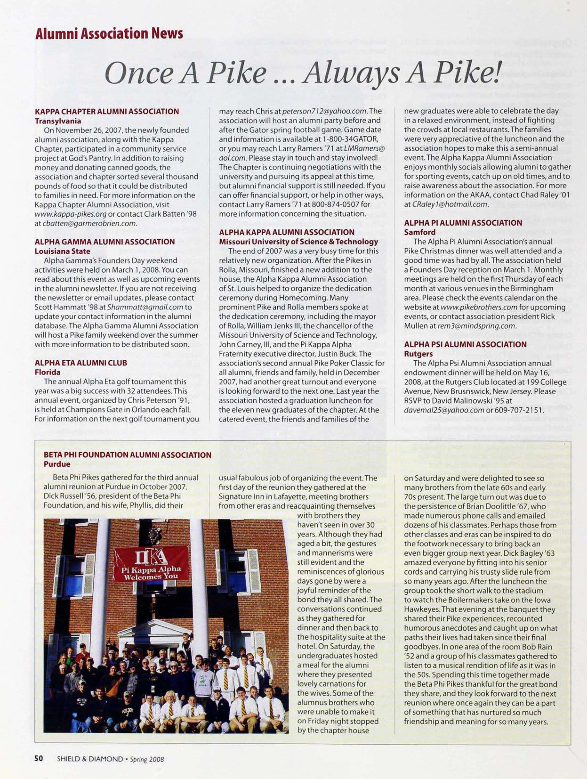 Alumni Association News: Once A Pike... Always A Pike!, Spring 2008